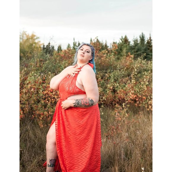 Women's Red Sexy lace flowy Handmade Maxi Dress New Size S/M - Picture 7 of 12